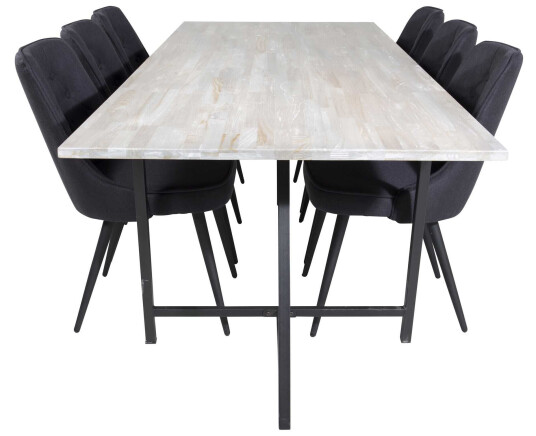 Venture Design Jepara & Velvet spisegruppe Grå/svart 6 st stoler & bord 250 x 100 cm