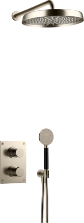 Tapwell ARM7268 ED2 Takdusj - Komplett trykk- og termostatstyrt innbyggingssystem med hånddusj og taksil -Brushed Nickel