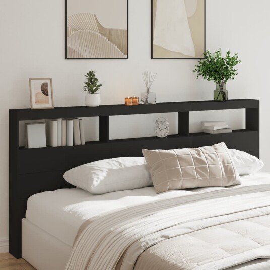  Hodegavl skap med LED svart 220x17x102 cm 8721012465404