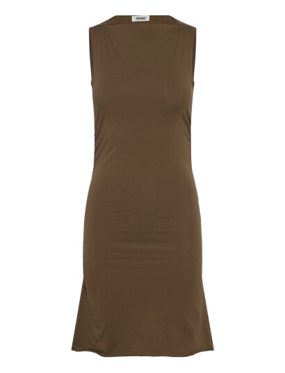 Monki Gathered Jersey Mini Dress - Brown - XXS