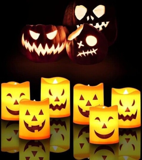 Halloween Flammende Gresskarlys 6 stk