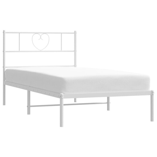  Sengeramme i metall uten madrass med hodegavl hvit 75x190 cm