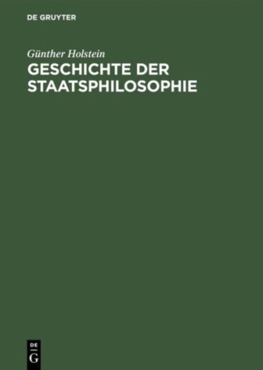 Geschichte Der Staatsphilosophie