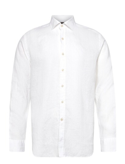 Oscar Jacobson Reg Fit Cut Away Linen Shirt White XXL