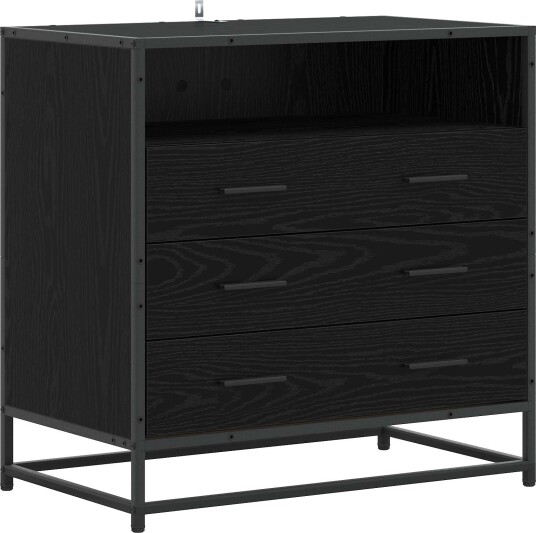 vidaXL Skuffeskap 3-Skuff Svart eik 70 x 41 x 70 cm Konstruert tre
