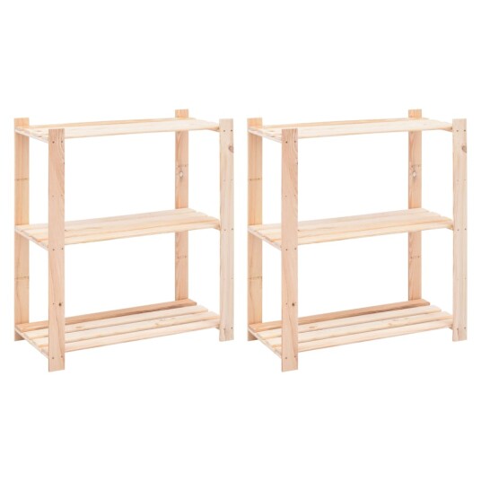 vidaXL Lagringshyller 3 etasjer 2 stk 80x38x90cm heltre furu 150kg vidaXL Lagringshyller 3 etasjer 2 stk 80x38x90cm heltre furu 150kg