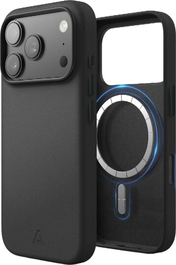 Alkaya Lucid MagSafe Lommebokdeksel i skinn for iPhone 17 Pro Max Svart