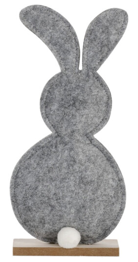Påskehare med trefot Aldo; 12x4x26 cm LxBxH; Grå/Brun