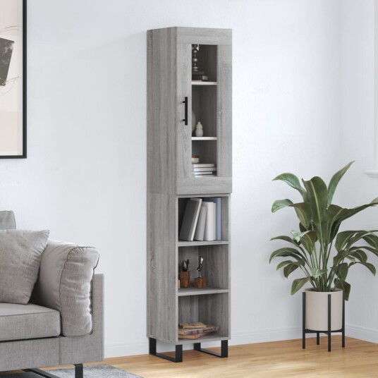 vidaXL Highboard grå sonoma 34,5x34x180 cm konstruert tre 8720845488130