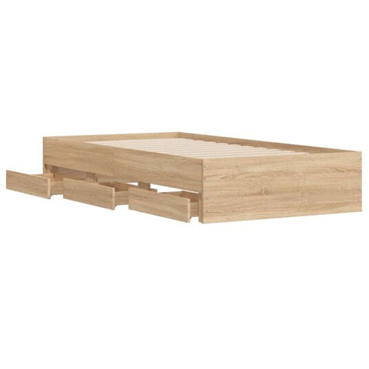 vidaXL Sengeramme med skuffer sonoma eik 90x190 cm konstruert tre 8721012245419