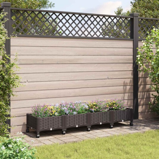 vidaXL Hagekrukke med hjul Brun 160 x 40 x 29 cm PP