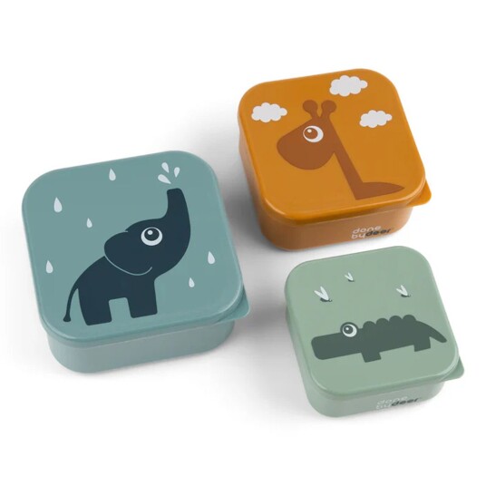 Done By Deer Snack Box 3-Pack Deer Friends, Mix Blå