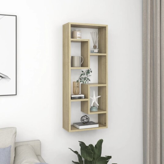 vidaXL Vegghylle sonoma eik 36x16x90 cm sponplate