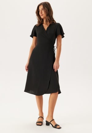 VILA Vilovie S/S Wrap Midi Dress Black 36