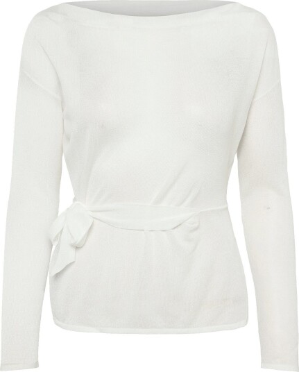 Mango Fine Knit Bow Jumper White M