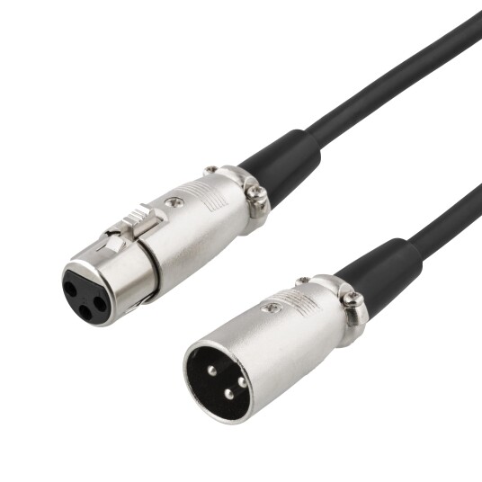 Deltaco XLR mikrofonkabel 1m 3pin hann til hunn dobbeltisolert svart Deltaco XLR mikrofonkabel 1m 3pin hann til hunn dobbeltisolert svart
