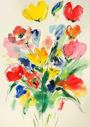 Plakat Livlig Blomsterkunst Plakat Livlig Blomsterkunst