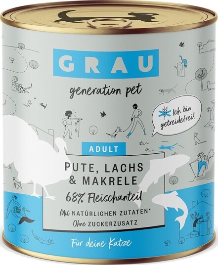 Grau Våtfôr Kornfri Gourmetgryte Laks Makrell Kalkun 12 X 800 G