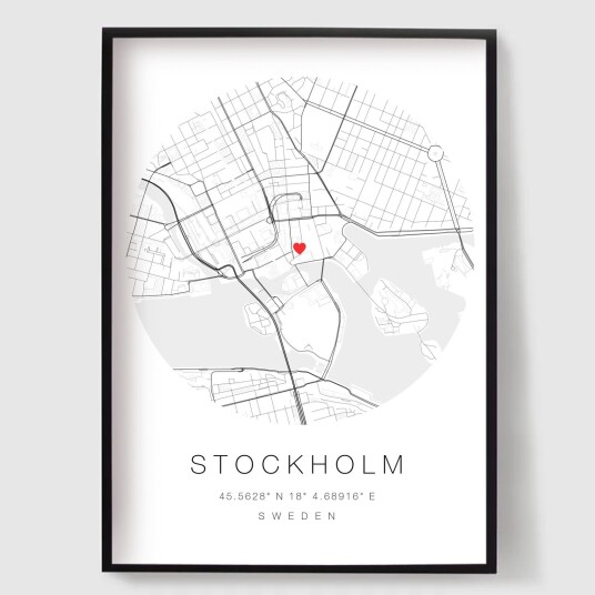 Namly Design Personalisert Plakat Minimalistisk Rund Kartplakat POSTERQZFNUF