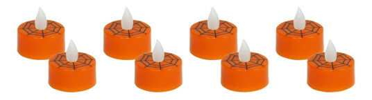 HALLOWEEN oransje LED telys 8 stk HALTEALIGHT8