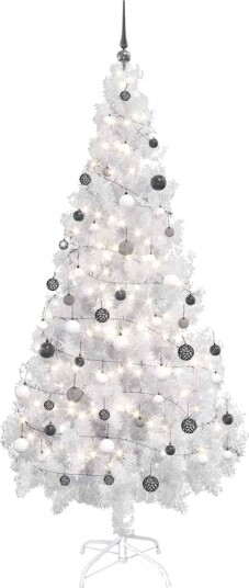 vidaXL Kunstig juletre med LED og kulesett 180 cm PVC hvit