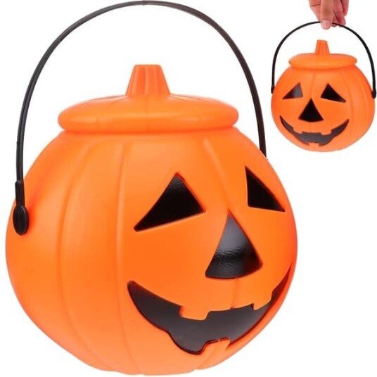 Halloween Gresskarbøtte til Godteri med Lokk og Håndtak Halloween Gresskarbøtte til Godteri med Lokk og Håndtak