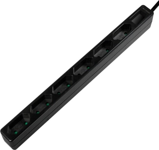 LogiLink slank 6 veis Euro strømskinne 1.5m svart LPS231B