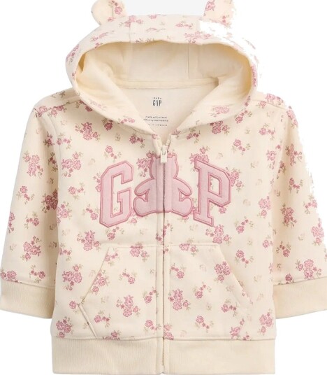 GAP Baby Vintagesoft Brannan Bear Gap Logo Zip Hoodie - PINK FLORAL - 74/80