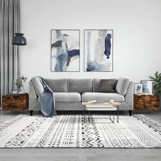  Salongbord 2 stk røkt eik 50x50x40 cm konstruert tre 8720845428525