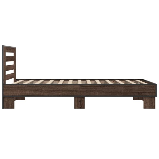Sengeramme brun eik 100x200 cm konstruert tre og metall 8721102446290