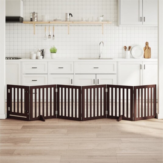 Hundeport Sammenleggbar 6 Paneler Brun 300 cm Poppeltre 352261