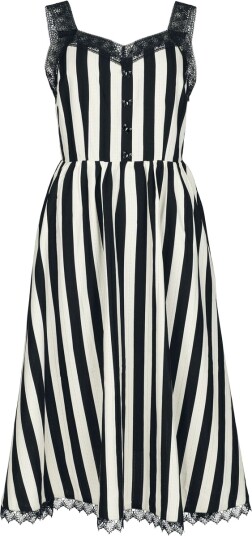 Jawbreaker Rockabilly Lang kjole Butterfly Button Striped Sun Kjole M til XL Damer flerfarget