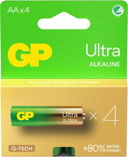 GP Ultra Alkaline batteri AA 4 pk