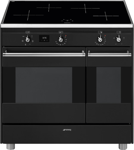Smeg CG92IANT9 90 cm Induksjonskomfyr med 4 Plater og Varmluft Svart