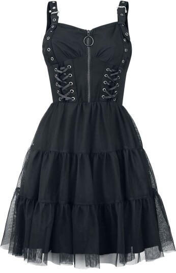 Vixxsin Goth Middellang kjole Selkie kjole XS til XXL Damer svart