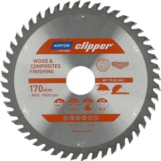 Norton Norton Sirkulsag 170 Mm X 30 Mm X 48Z Tre Og Kompositter Atb (2,6 / 1,6)