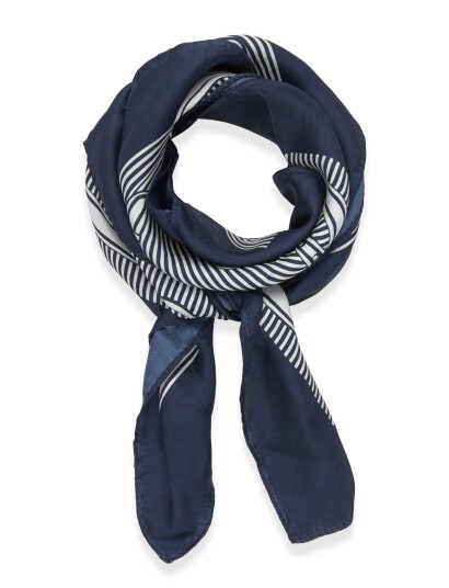 Lauren Ralph Lauren Striped Belting Print Silk Square Scarf Blue ONE SIZE Lauren Ralph Lauren Striped Belting Print Silk Square Scarf Blue ONE SIZE