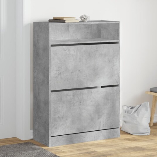  Skoskap med 2 vippeskuffer betonggrå 80x34x116 cm 8721012386037