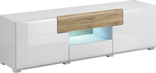 Saran TV-benk 159 cm - Eik/Hvit høyglans