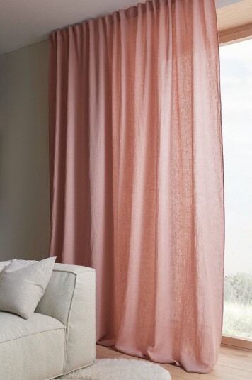 Ellos Home Gardin med multibånd Malva Wide ekstra bred 1 stk i 100% lin Rosa