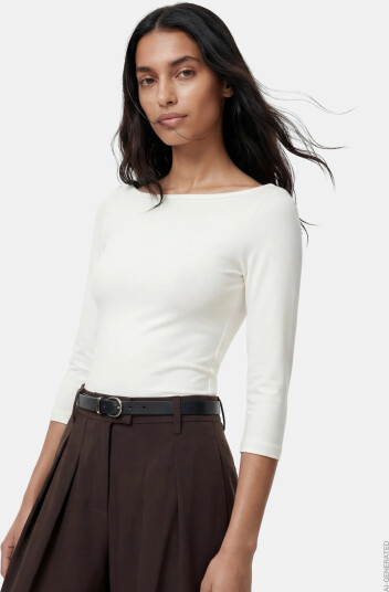Pieces Pcphoebe 3/4 Boatneck Top Jrs Noos Bc White XL