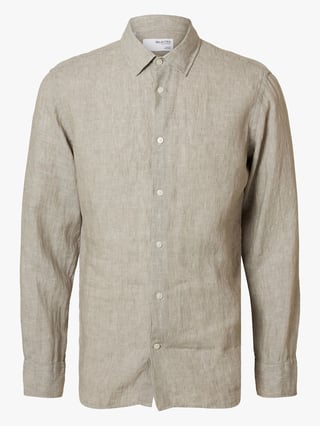 Selected Homme Reg Kylian Linen Shirt Long Sleeve Classic Grønn M