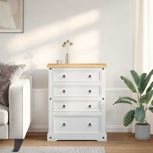 vidaXL Oppbevaringskister Corona Hvit 92 x 48 x 114 cm Massiv furu