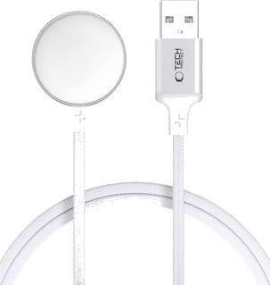 Tech-Protect MC02 UltraBoost magnetisk lader for Apple Watch med USB-A-kabel 1m Hvit