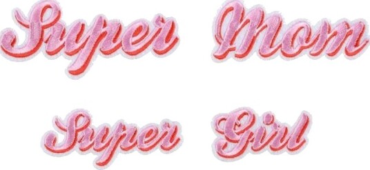 4 stk. "Super Girl" & "Super Mom" Patches