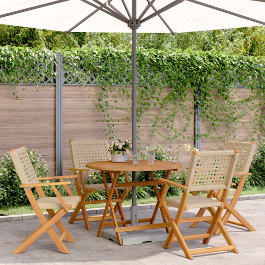 Hagespisegruppe 5 deler beige polyrotting og heltre