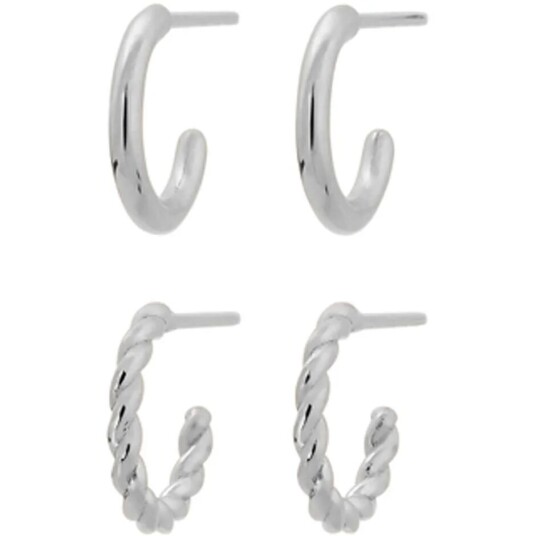 EDBLAD Duo Pair Creoles Steel, EDBLAD Øredobber