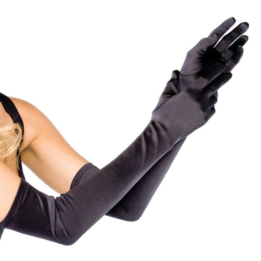Leg Avenue Europe Ekstra Lange Satenghansker Svart Leg Avenue Europe Ekstra Lange Satenghansker Svart