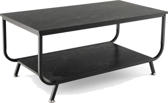 Marmor salongbord Rektangulært salongbord med 2 nivåer 105 x 55 x 46,5 cm Svart