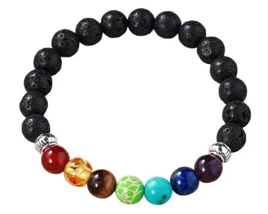 Chakra-armbånd med krystaller og lavasteiner